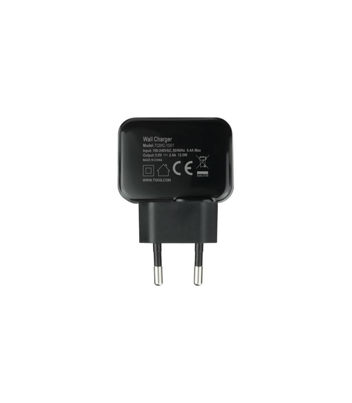 CARGADOR  USB TOOQ PARED 5V 2.4 A NEGRO TQWC-1S01