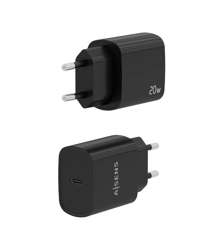 CARGADOR USB-C PD3.0 1 PUERTO 1xUSB-C 20W NEGRO AISENS A110-0753