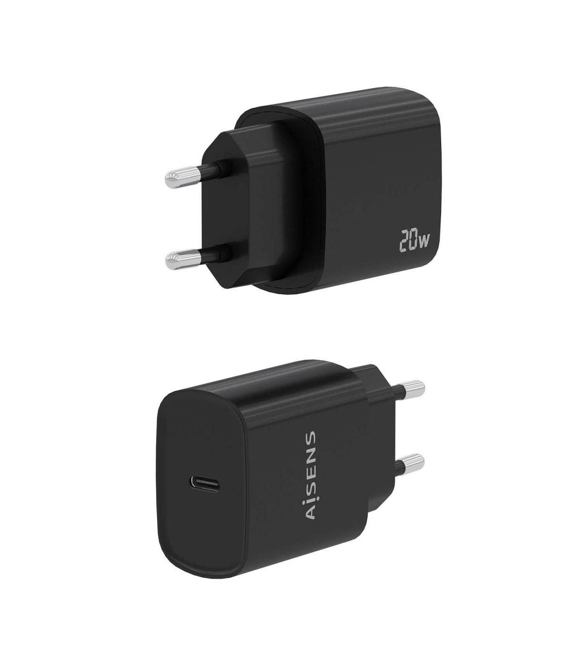 CARGADOR USB-C PD3.0 1 PUERTO 1xUSB-C 20W NEGRO AISENS A110-0753
