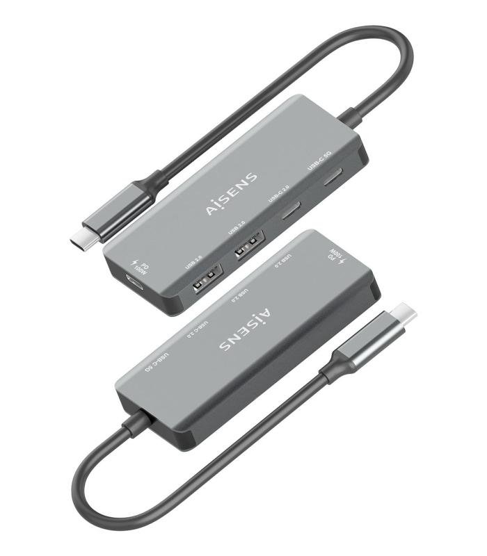 Hub USB Tipo-C Aisens A109-0946  2xUSB  2xUSB Tipo-C  1xUSB Tipo-C PD  Gris