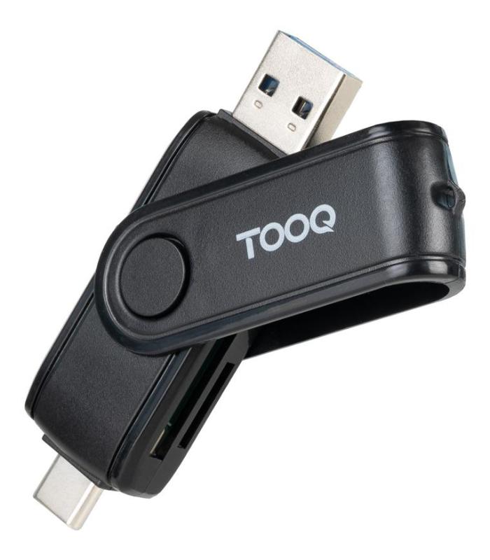Lector De Tarjetas Externo TooQ TQR-3003B  USB 2.0 Y USB Tipo-C