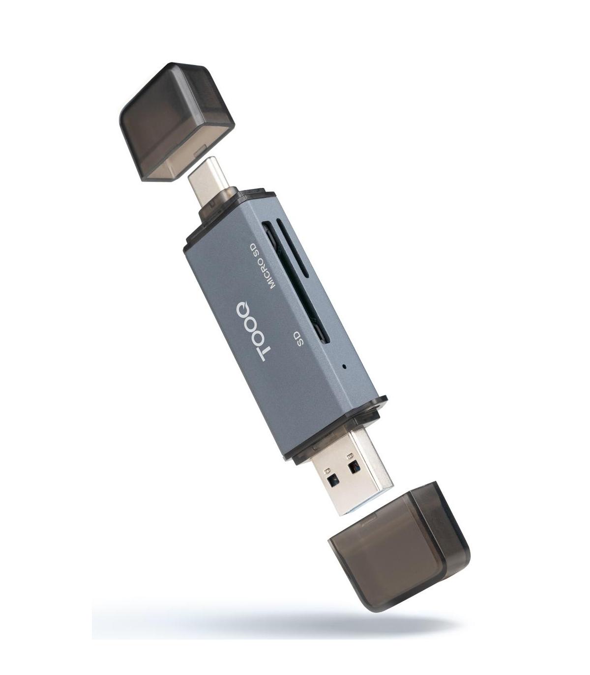 Lector De Tarjetas Externo TooQ TQR-3001G  USB 3.0 Y USB Tipo-C