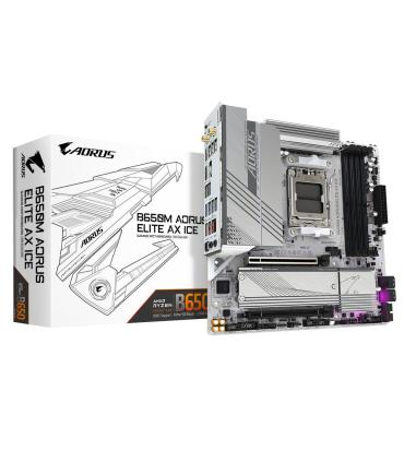 GIGABYTE B650M AORUS ELITE AX ICE Placa Base - AMD Ryzen Serie 9000, VRM De 12+2+2 Fases, Hasta 8000 MHz DDR5 (OC), 1xPCIe 5.0 +