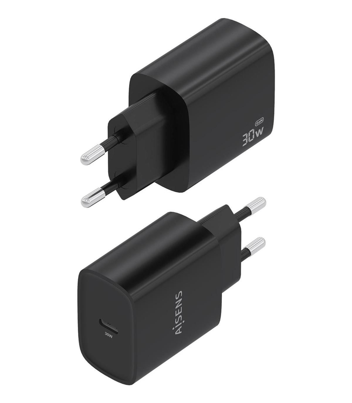 CARGADOR AISENS GAN 30W 1XUSB-C PD3.0 NEGRO