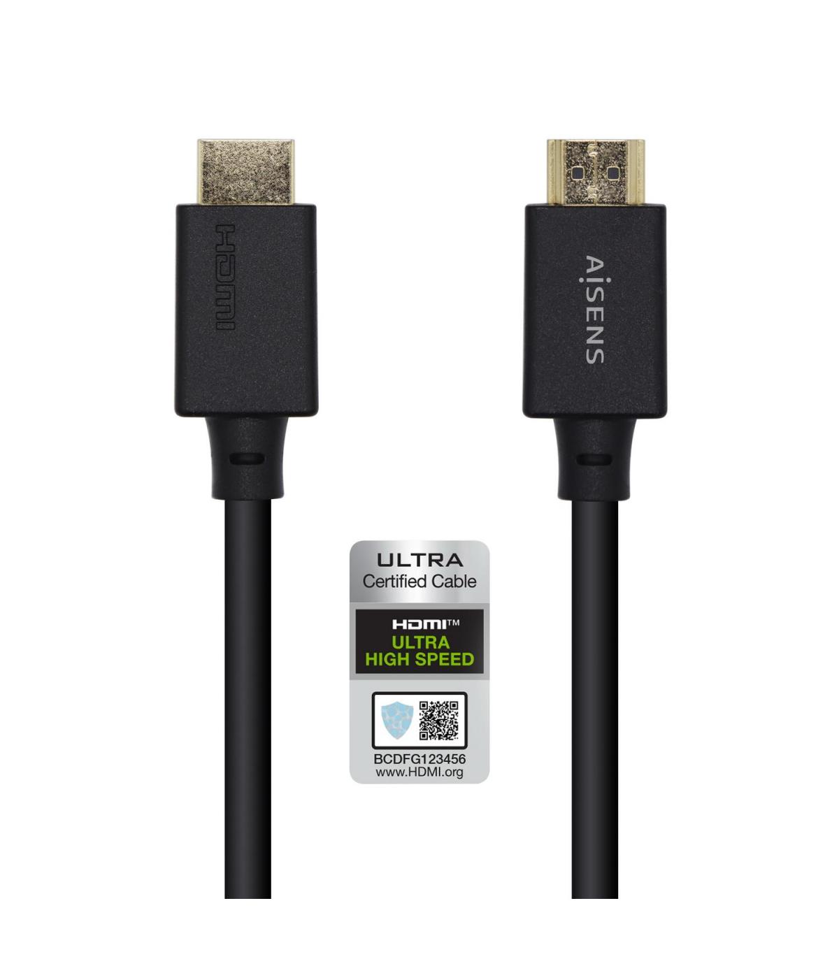 CABLE HDMI AISENS V2.1 ULTRA ALTA VELOCIDAD 8K60HZ M M 0.5M NEGRO
