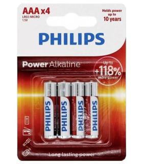 Pack De 4 Pilas AAA Philips LR03P4B 10  1.5V  Alcalinas