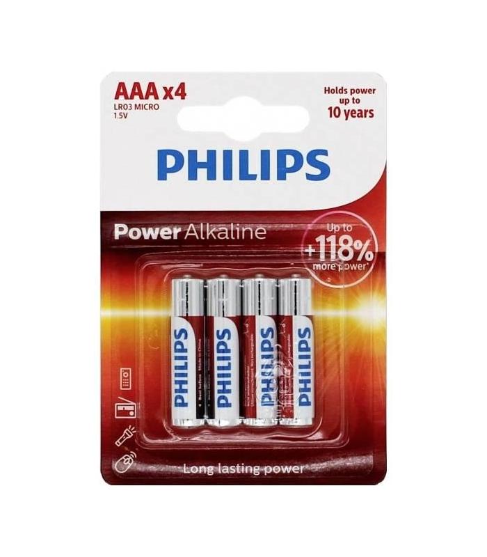 Pack De 4 Pilas AAA Philips LR03P4B 10  1.5V  Alcalinas