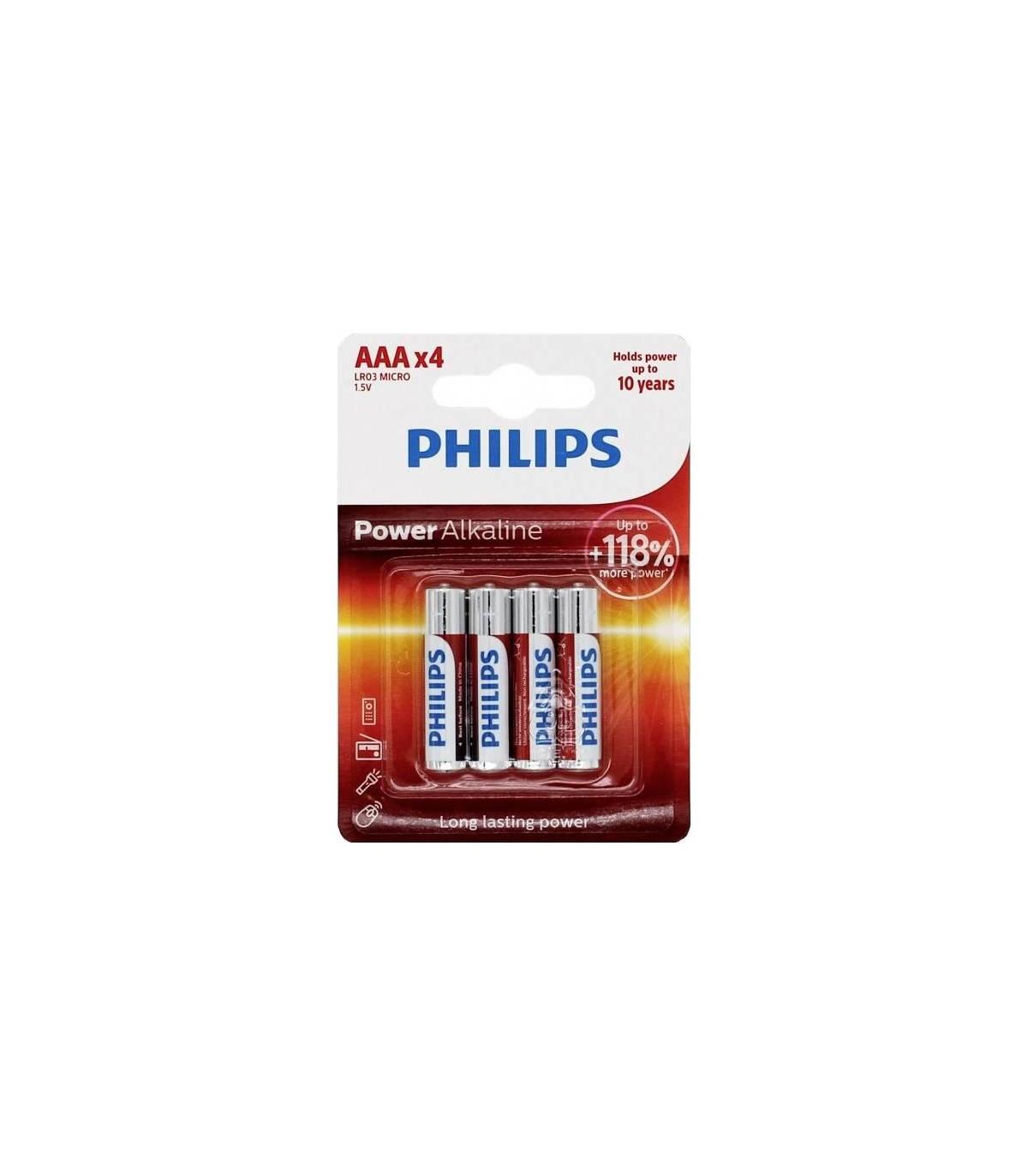 Pack De 4 Pilas AAA Philips LR03P4B 10  1.5V  Alcalinas