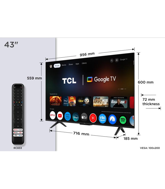 Televisor TCL QLED 43P7K 43'  Ultra HD 4K  Smart TV  WiFi
