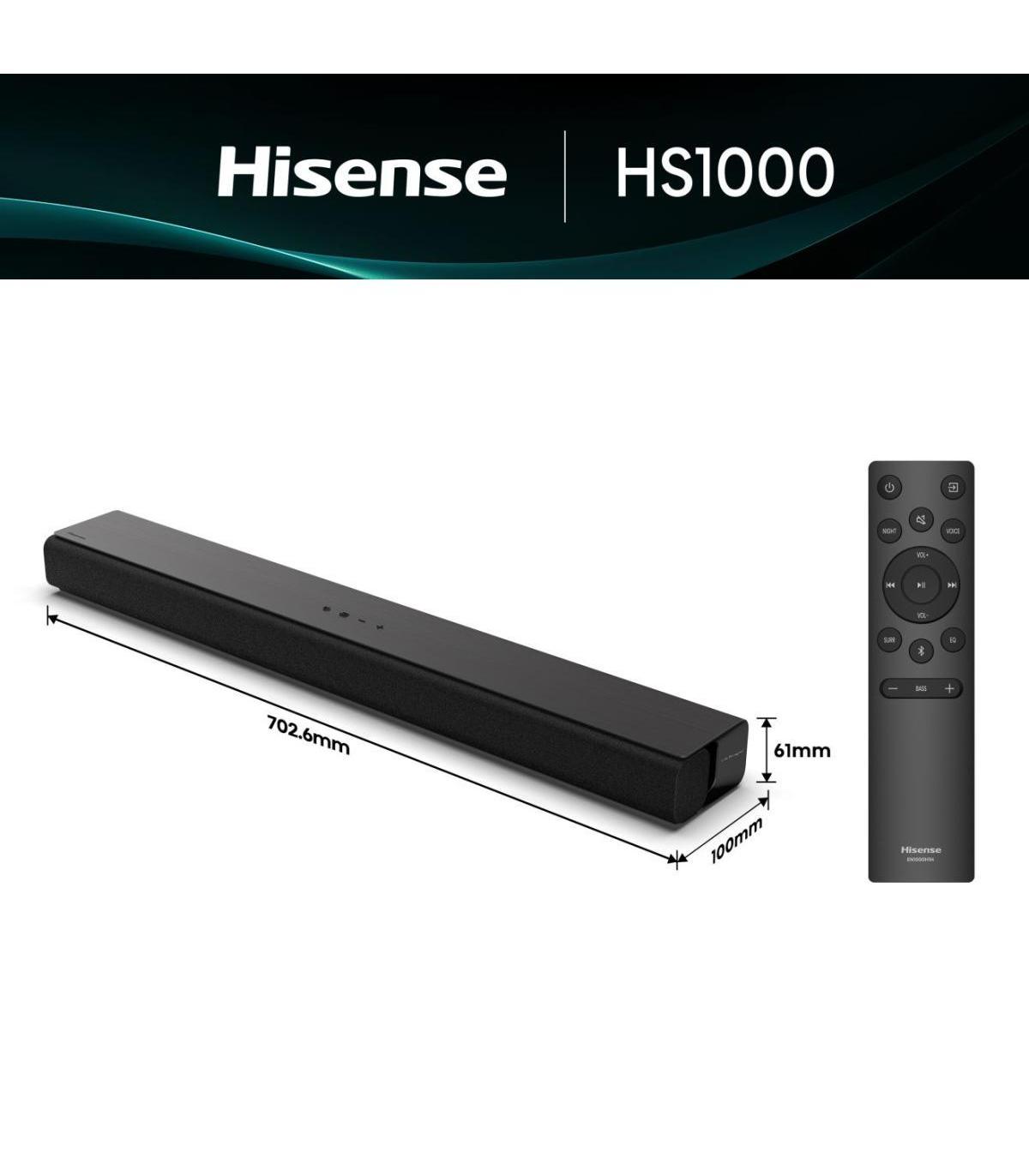 BARRA DE SONIDO HISENSE HS1000 HDMI BLUETOOTH 20W