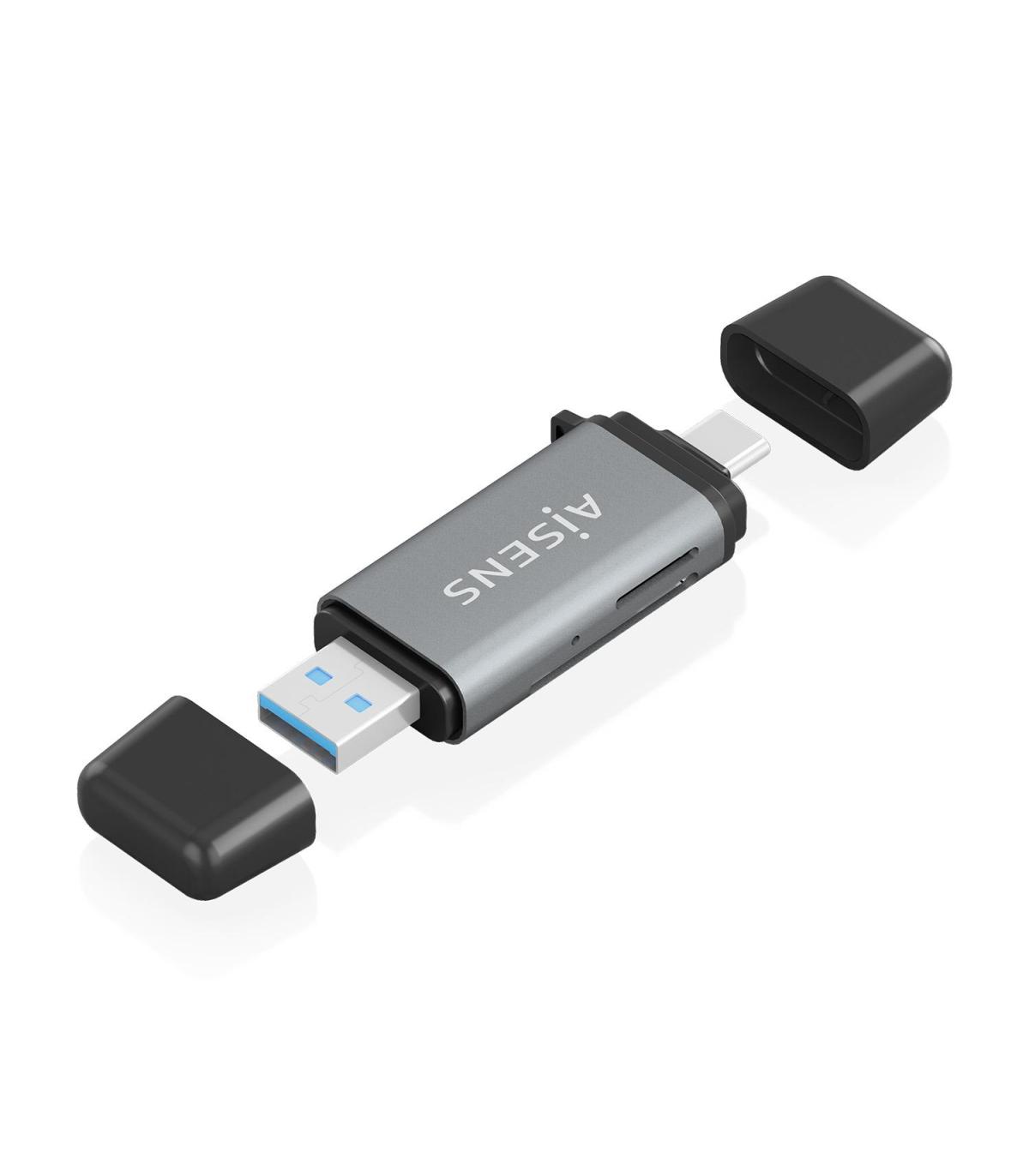 LECTOR TARJETAS AISENS SD MICRO SD MMC RS-MMC MMC MICRO USBA USBC GRIS