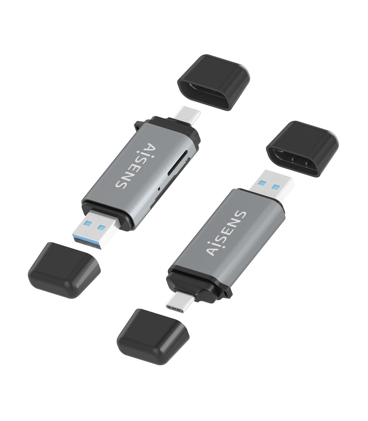 LECTOR TARJETAS AISENS SD MICRO SD MMC RS-MMC MMC MICRO USBA USBC GRIS
