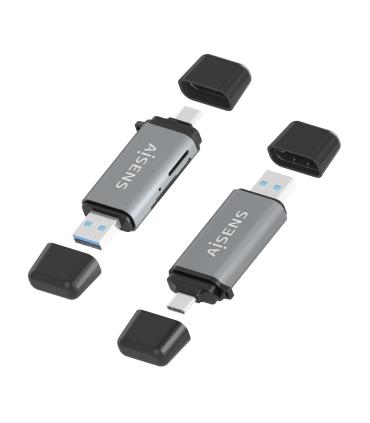 LECTOR TARJETAS AISENS SD MICRO SD MMC RS-MMC MMC MICRO USBA USBC GRIS