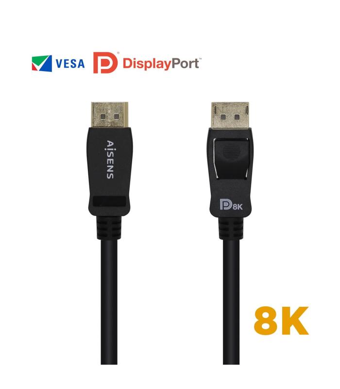 CABLE AISENS DISPLAYPORT CERTIFICADO V1.4 8K60HZ M M 2.0M NEGRO
