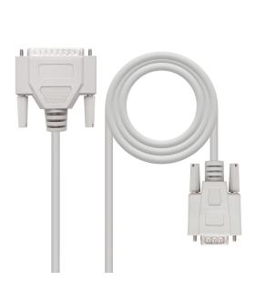 Cable Serie NULL Modem Nanocable 10.14.0802  DB9 Hembra - DB25 Macho  1.8m  Beige