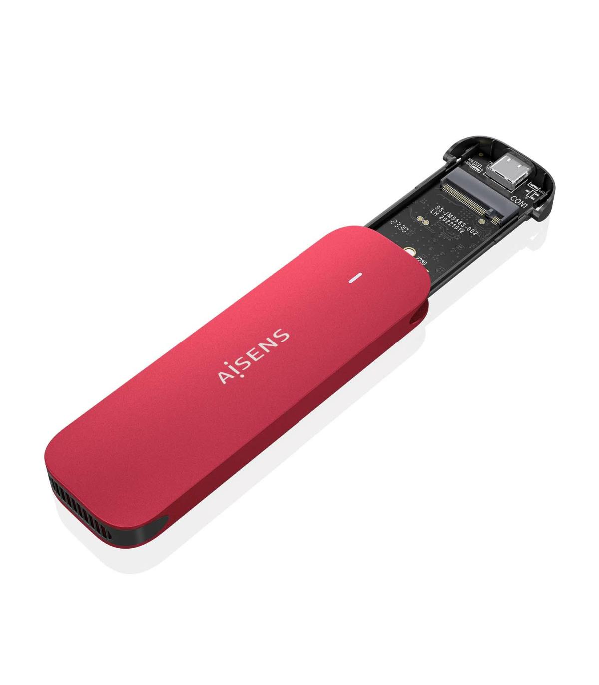 Caja Externa Para Disco SSD M.2 NVMe Aisens ASM2-027RED  USB 3.2  Sin Tornillos