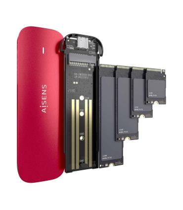Caja Externa Para Disco SSD M.2 NVMe Aisens ASM2-027RED  USB 3.2  Sin Tornillos