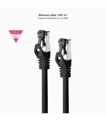 Cable De Red RJ45 SSTP Nanocable 10.20.2000-L25-BK Cat.8.1  25cm  Negro