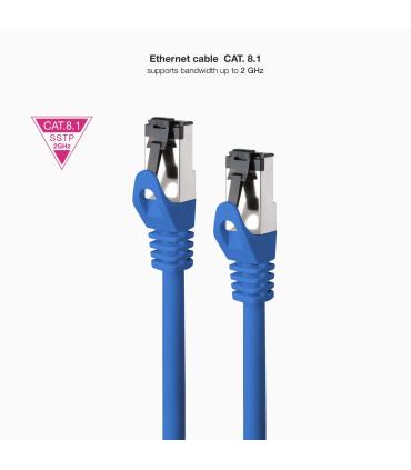 Cable De Red RJ45 SSTP Nanocable 10.20.2000-L25-BL Cat.8.1  25cm  Azul