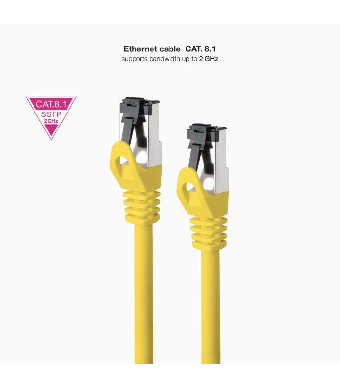 Cable De Red RJ45 SSTP Nanocable 10.20.2000-L25-Y Cat.8.1  25cm  Amarillo