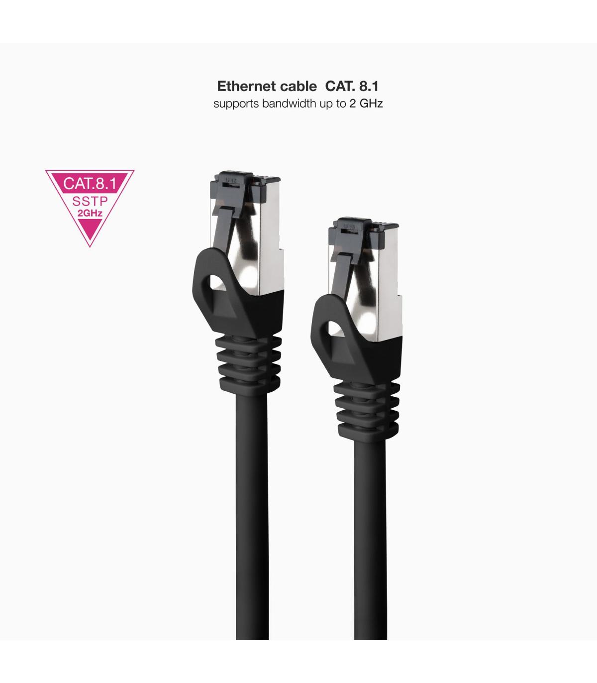 Cable De Red RJ45 SSTP Nanocable 10.20.2000-L30-BK Cat.8.1  30cm  Negro