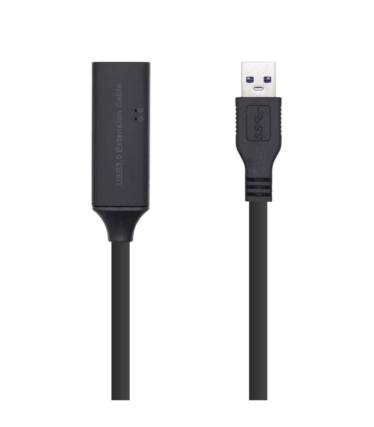 Cable Alargador USB 3.0 Con Amplificador Aisens A105-0408  USB Macho - USB Hembra  Hasta 9W  625Mbps  10m  Negro