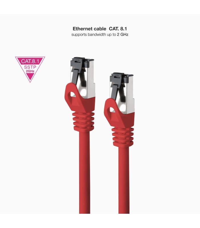 Cable De Red RJ45 SSTP Nanocable 10.20.2000-L25-R Cat.8.1  25cm  Rojo
