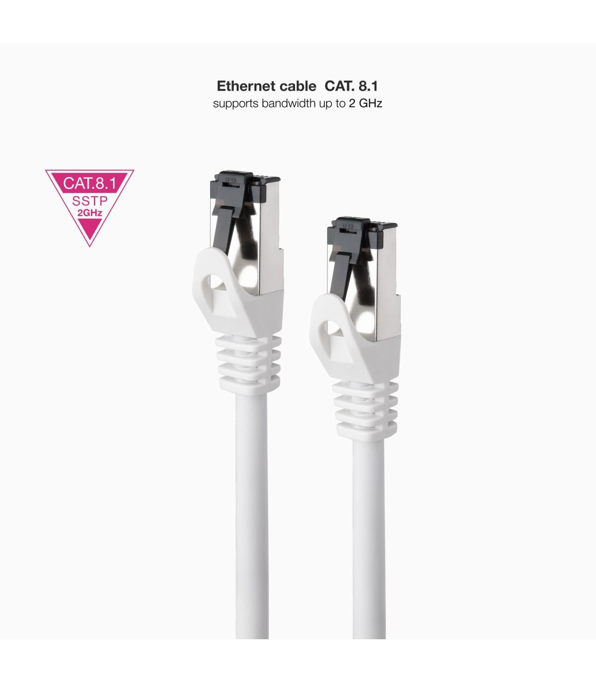 Cable De Red RJ45 SSTP Nanocable 10.20.2001-W Cat.8.1  1m  Blanco