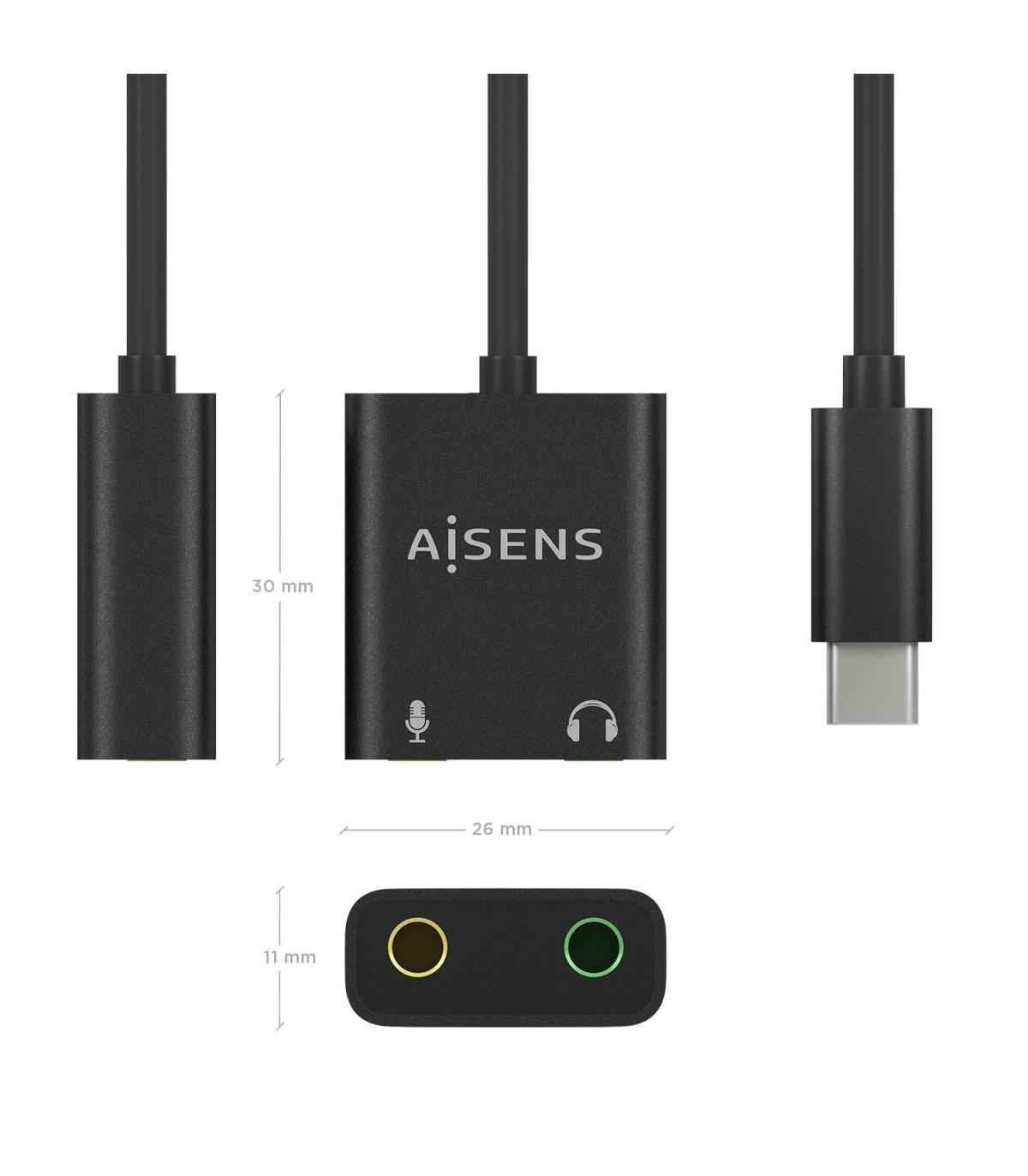 CONVERSOR AISENS USB-C A AUDIO 48KHZ USB-C M-2XJACK 3.5 H 10CM