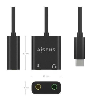CONVERSOR AISENS USB-C A AUDIO 48KHZ USB-C M-2XJACK 3.5 H 10CM
