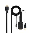 Cable Conversor Nanocable 10.15.4612/ HDMI Macho - VGA Macho/ Jack 3.5 Macho/ USB Macho/ 1.8m/ Negro