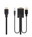 Cable Conversor Nanocable 10.15.4612  HDMI Macho - VGA Macho  Jack 3.5 Macho  USB Macho  1.8m  Negro