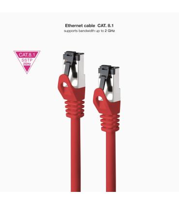 Cable De Red RJ45 SSTP Nanocable 10.20.2001-R Cat.8.1  1m  Rojo
