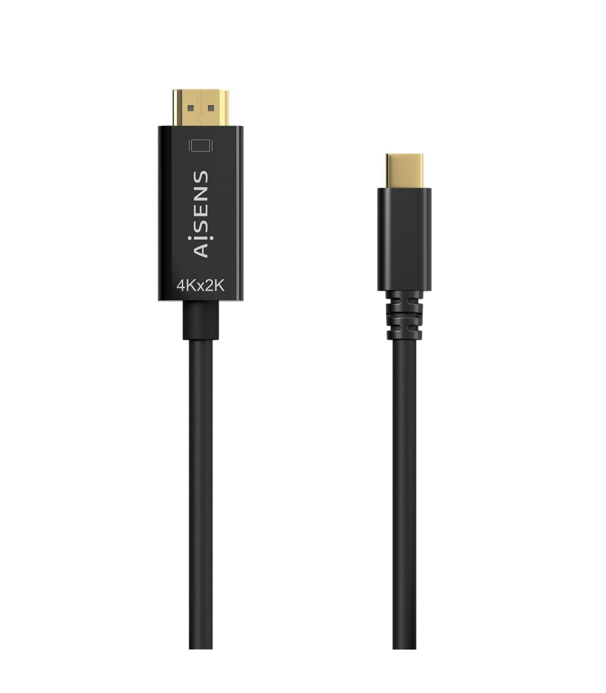 Cable Conversor HDMI 4K Aisens A109-0623  USB Tipo-C Macho - HDMI Macho  Hasta 27W  1250Mbps  80cm  Negro