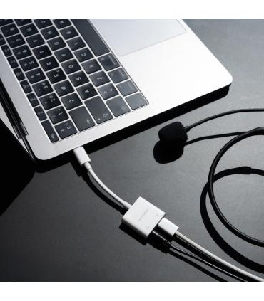 Adaptador Audio Nanocable 10.24.1206  USB Tipo-C Macho - Jack 3.5 Hembra  USB Tipo-C Hembra  Blanco
