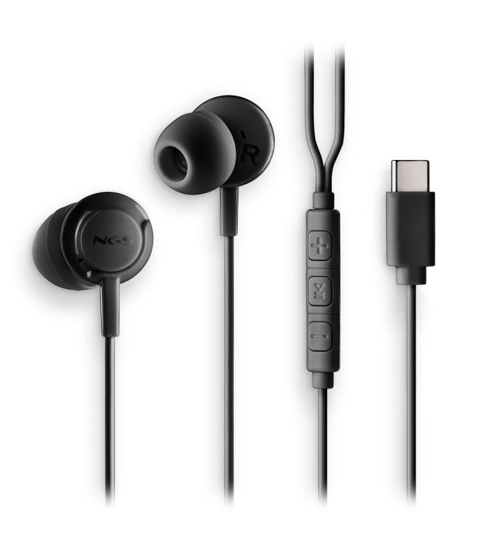 Auriculares Intrauditivos NGS Cross Step  Con Micrfono  USB Tipo-C  Negros