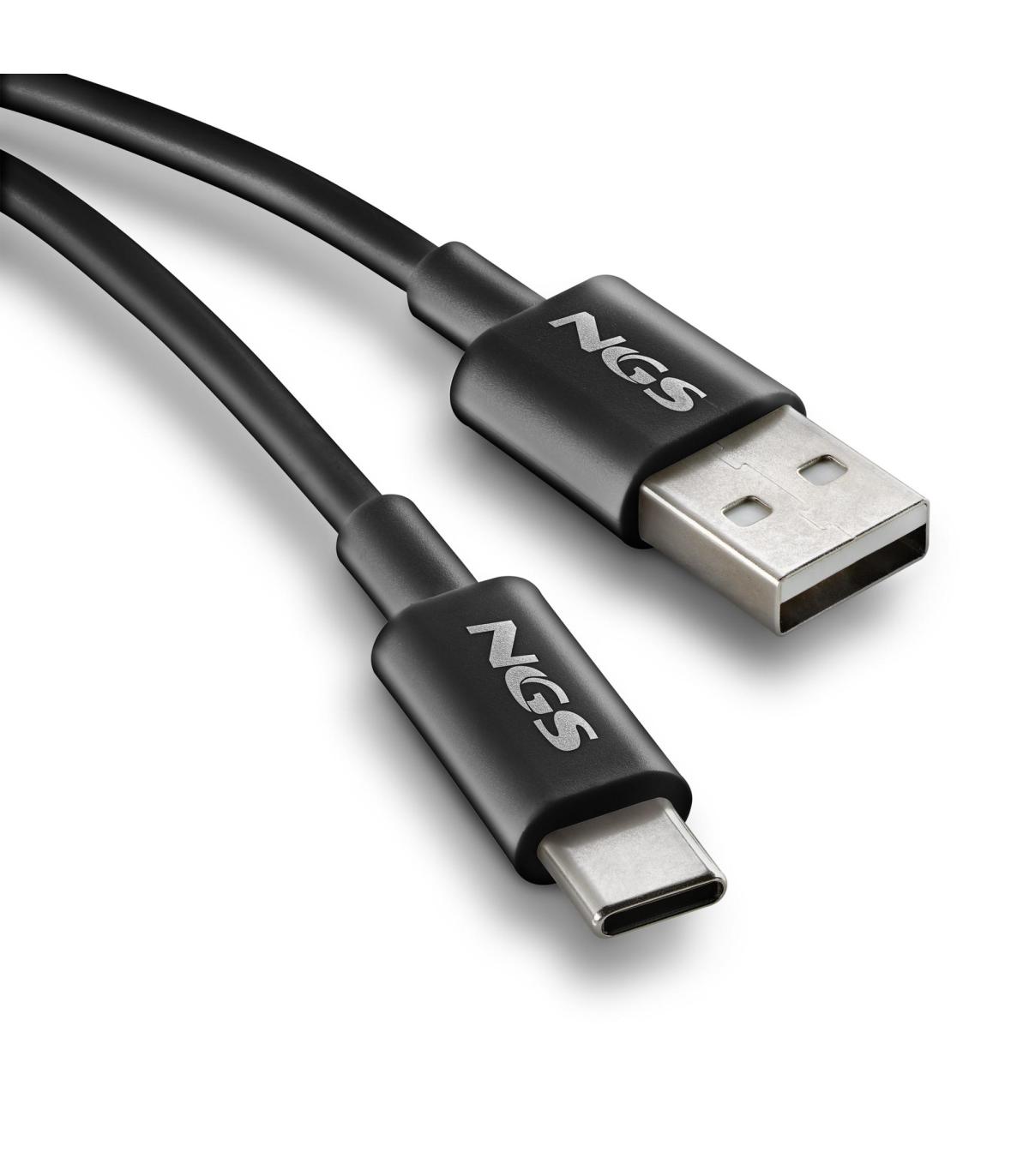 Cable USB 2.0 NGS ZYRO-AC  USB Macho - USB Tipo-C Macho  Hasta 15W  480Mbps  1m  Negro