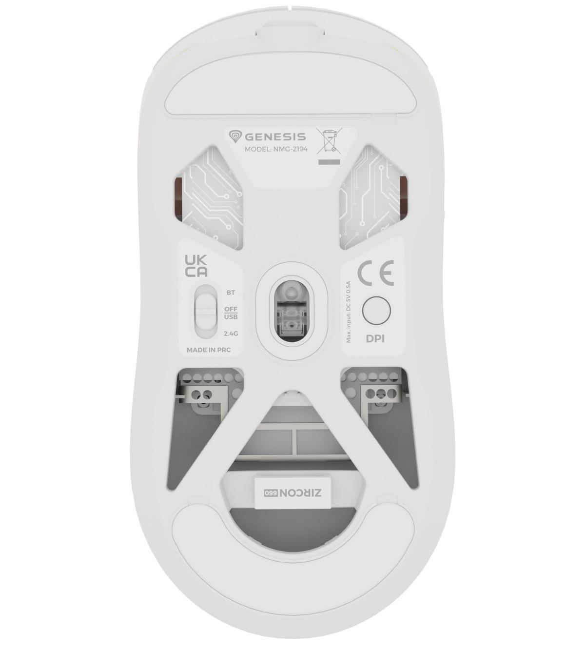 RATON GENESIS  GAMING ZIRCON 660 BLANCO BLUETOOTH BATERIA RECARGABLE