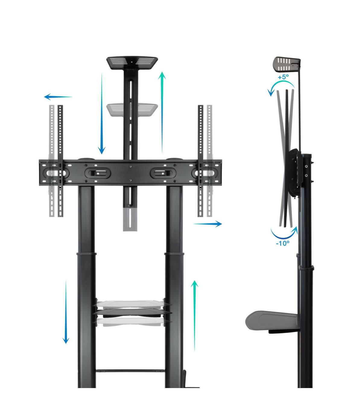 Soporte De Suelo Con Ruedas Inclinable  Nivelable TooQ FS20404HM-B Para TV De 60-100'  Hasta 100kg