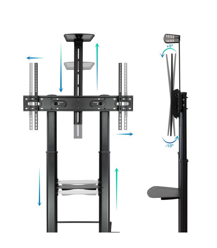 Soporte De Suelo Con Ruedas Inclinable  Nivelable TooQ FS20404HM-B Para TV De 60-100'  Hasta 100kg
