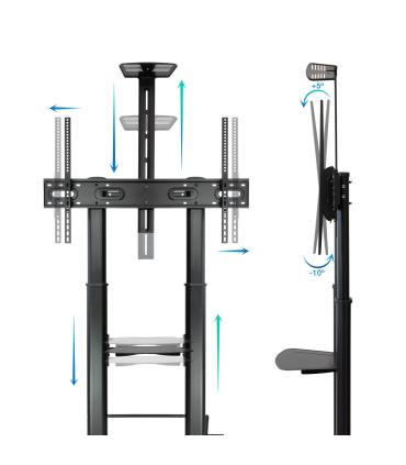 Soporte De Suelo Con Ruedas Inclinable  Nivelable TooQ FS20404HM-B Para TV De 60-100'  Hasta 100kg