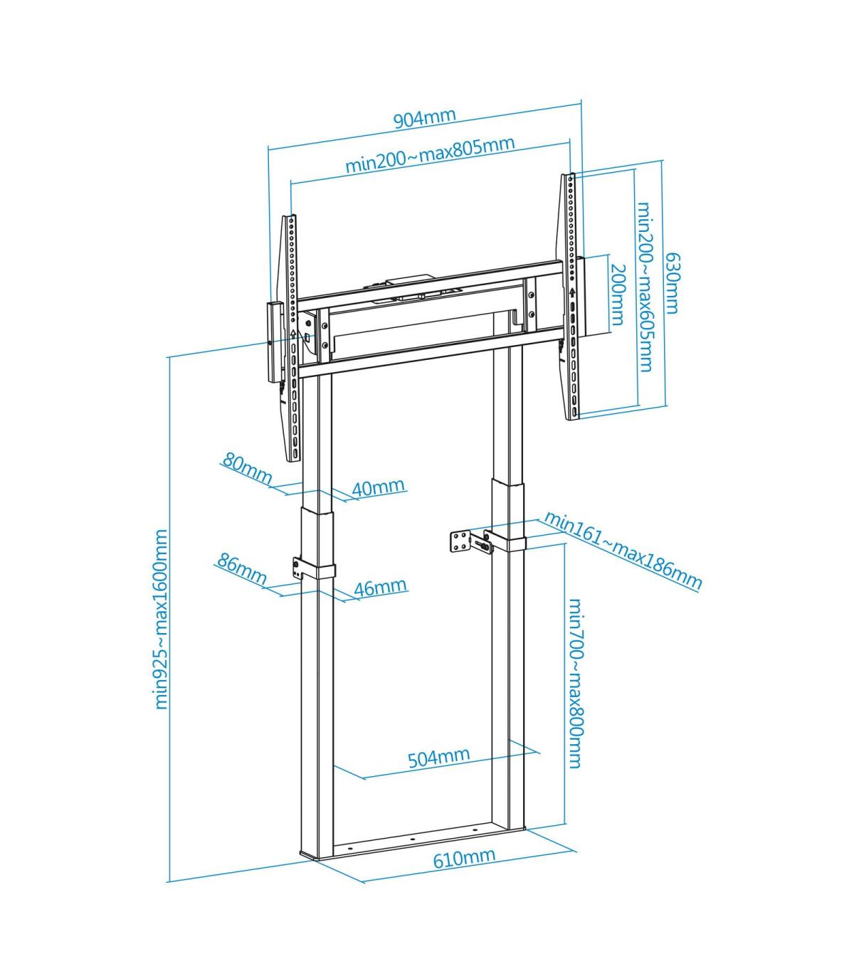 Soporte De Suelo  Pared Elctrico TooQ FSM01-B Para TV 55-100'  Hasta 120kg