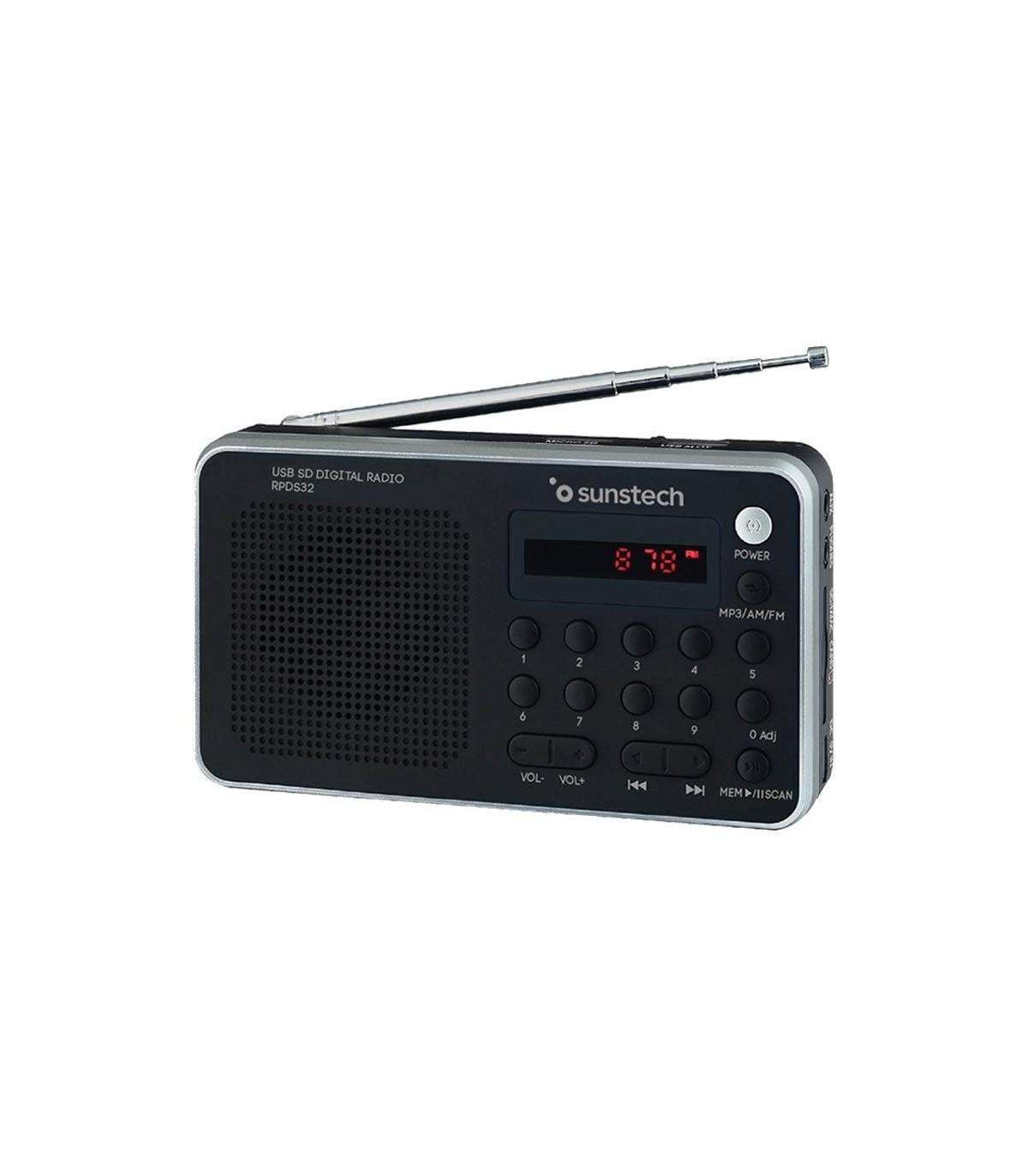 Radio Porttil Sunstech RPD32SL/ con Batera/ Negra y Plateada