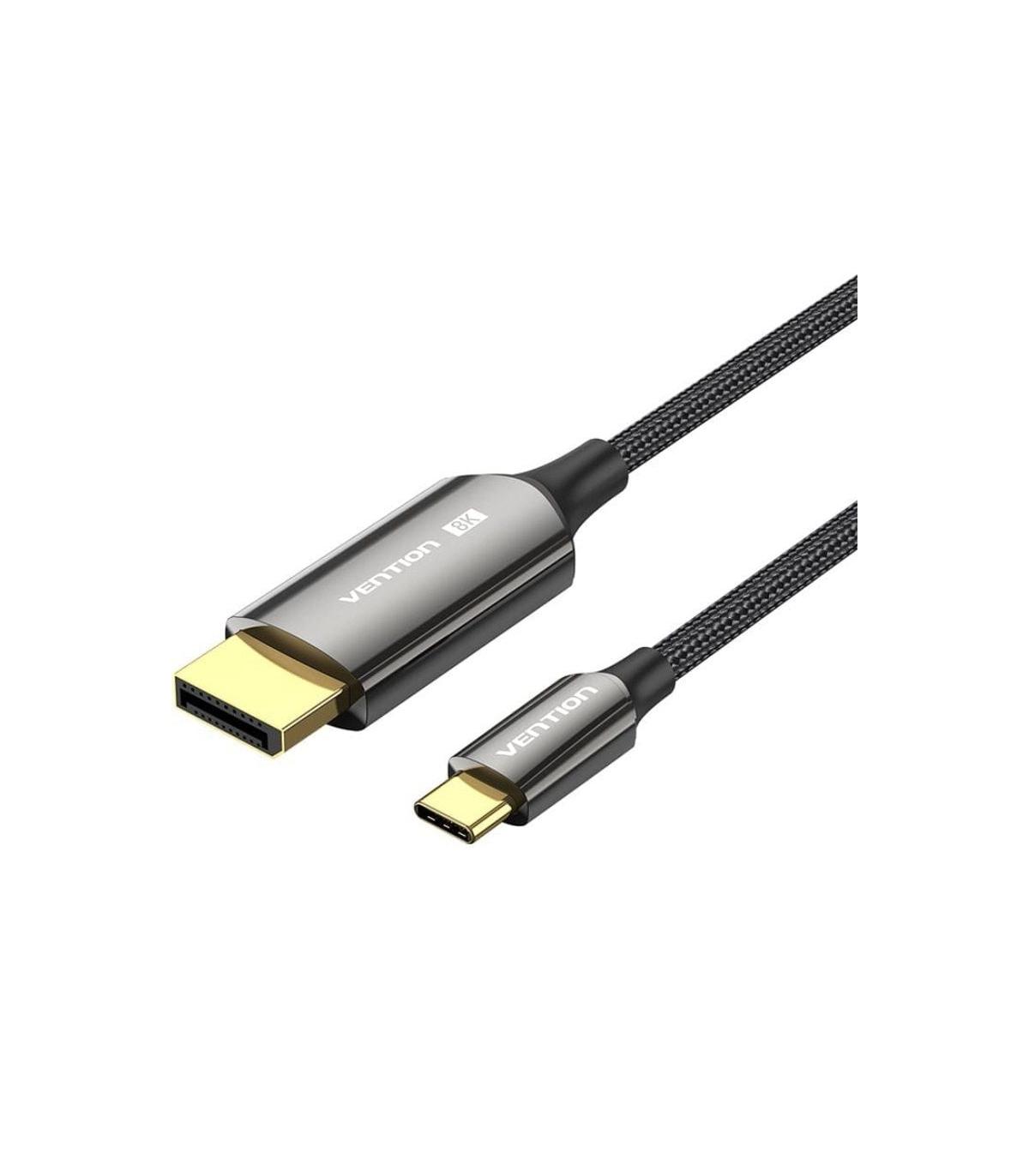 Cable Conversor DisplayPortI 8K Vention CRFBF/ USB Tipo-C Macho - DisplayPort Macho/ 1m/ Negro