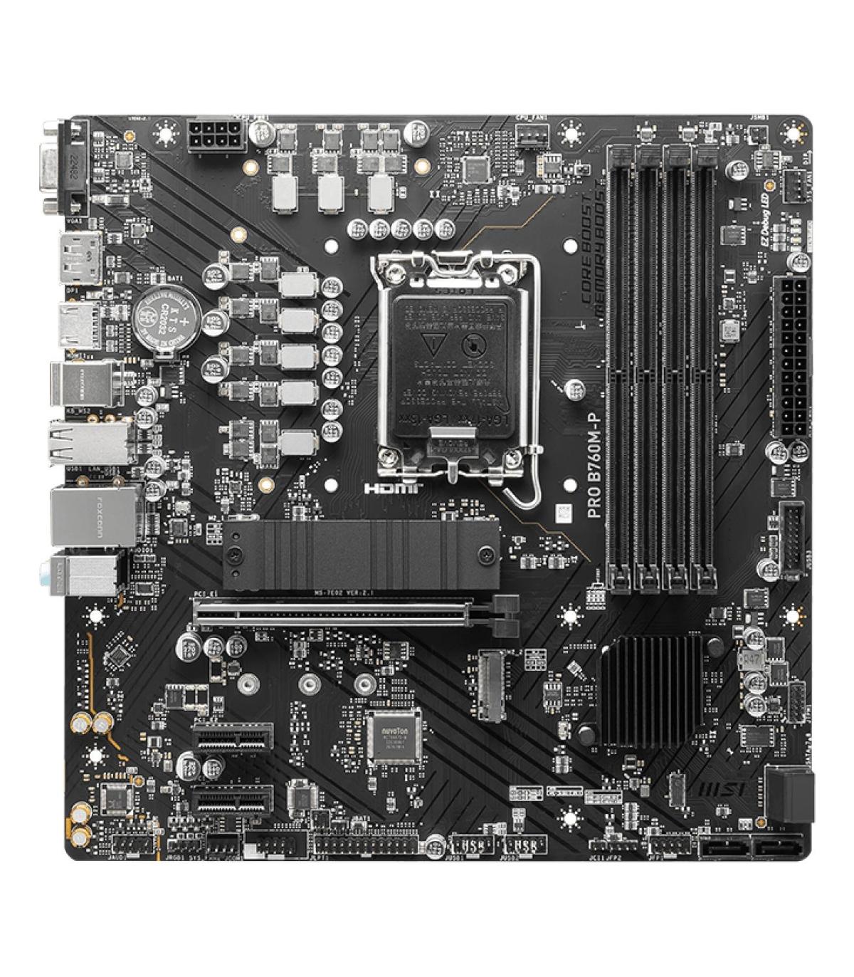 PLACA MSI PRO B760M-P,INTEL,1700,B760,4DDR5,192GB,VGA+HDMI+DP,4SATA+2M.2,4USB3.2,GBLAN,MATX