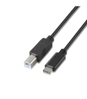 CABLE AISENS USB 2.0 IMPRESORA 3A, TIPO USB-C M-B M, NEGRO, 2.0M