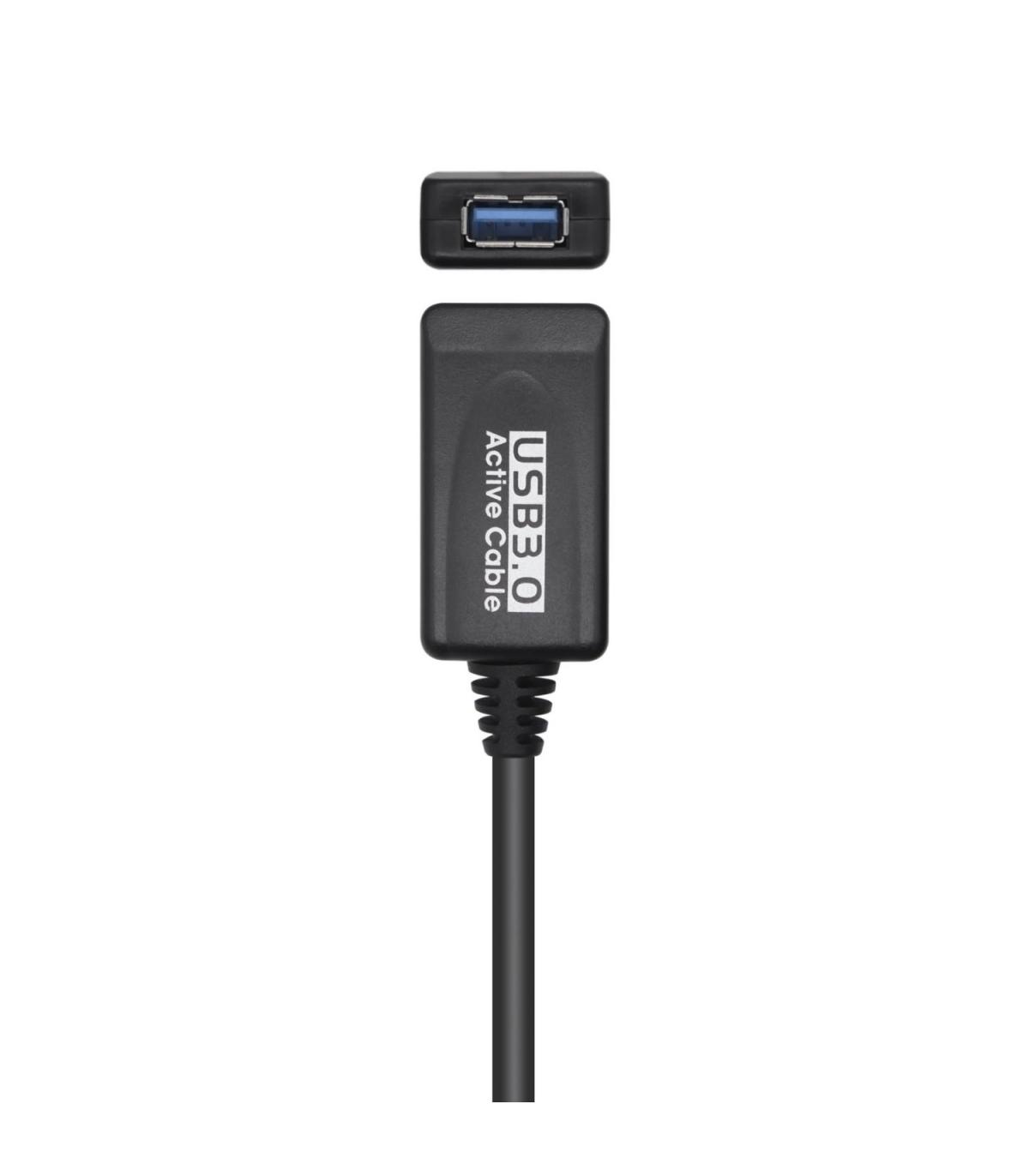Cable Alargador USB 3.0 Con Amplificador Aisens A105-0525  USB Macho - USB Hembra  Hasta 9W  625Mbps  5m  Negro