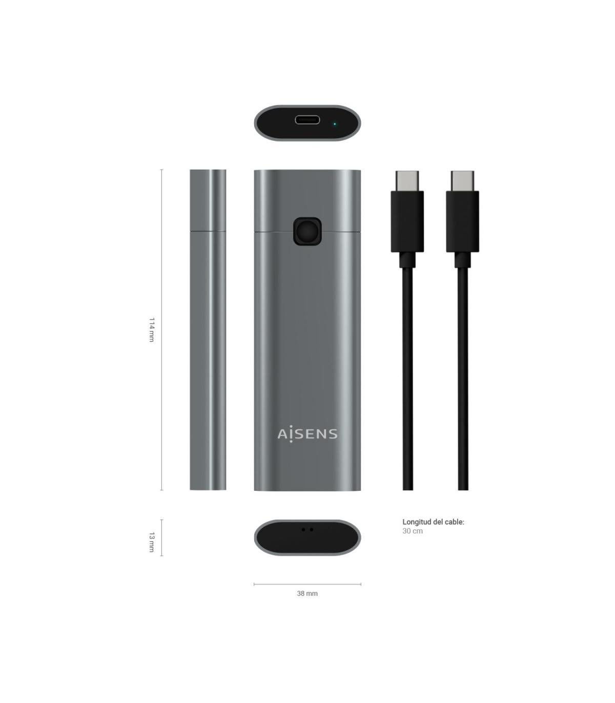 Caja Externa Para Disco SSD M.2 NVMe Aisens ASM2-021GR  USB 3.1 Gen2  Sin Tornillos