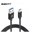 Eightt - Cable USB 3.0 a Type C - 1.0m - Trenzado de Nylon - Color Negro