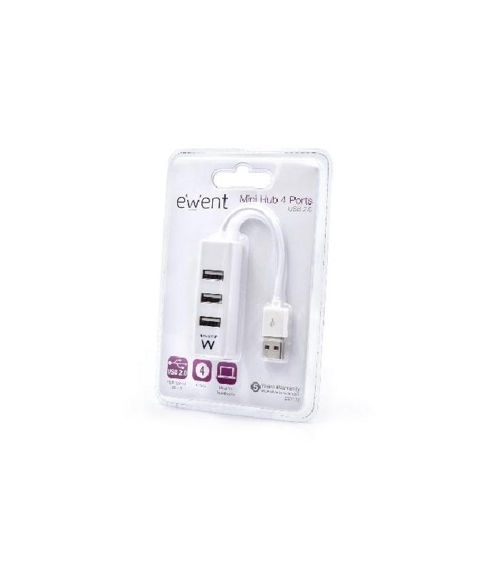 HUB EWENT USB 2.0 HIGH SPEED USB-A 4 PUERTOS BLANCO